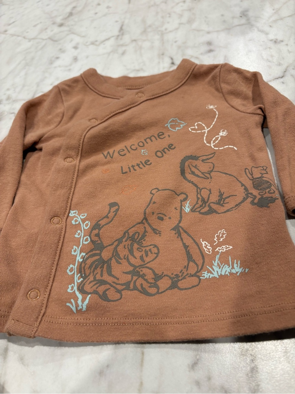 Disney Baby Winnie the Pooh Brown & Grey Baby Outfit- 0/3m - Picture 2 of 5